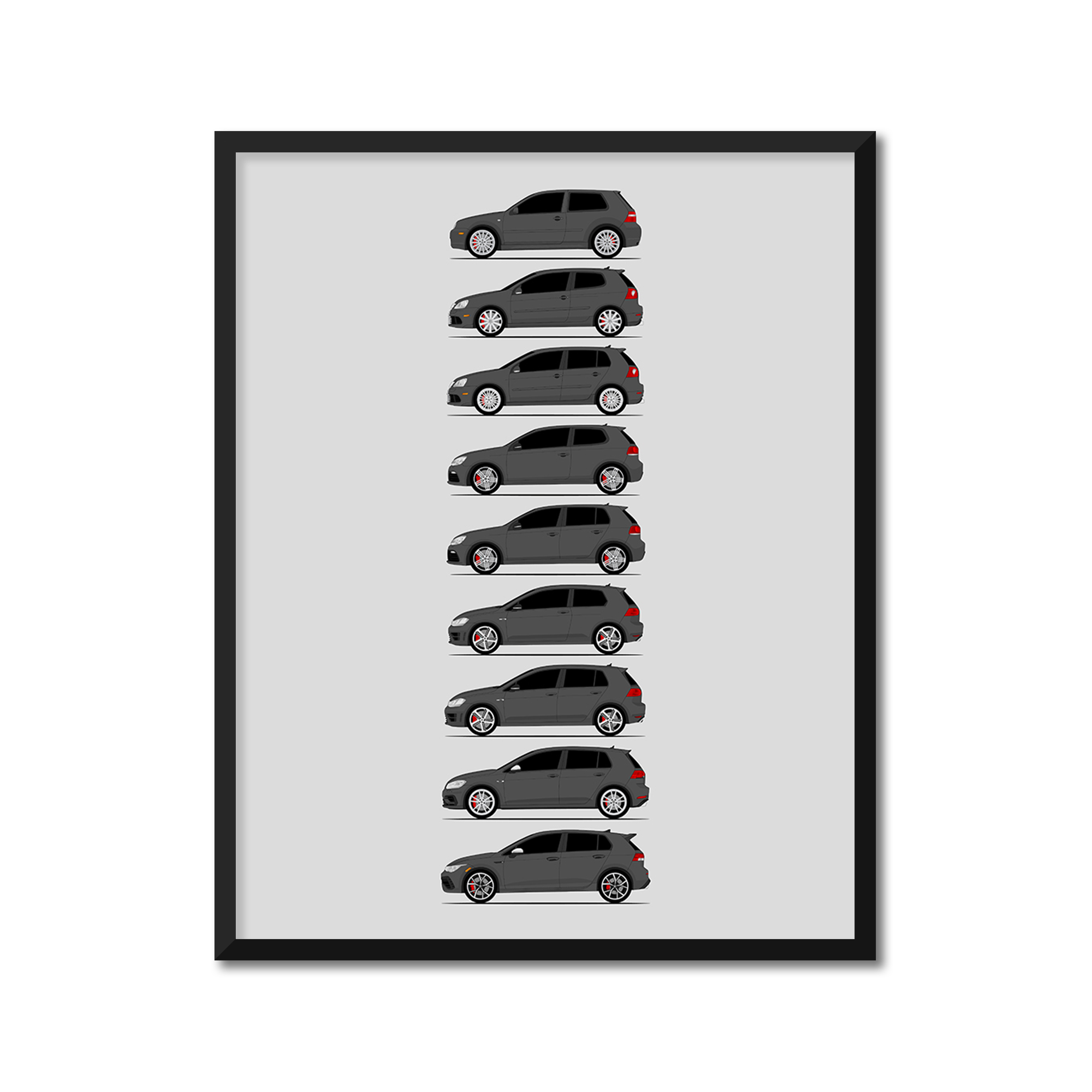 Volkswagen Golf R R32 History and Evolution Poster (Side Profile)