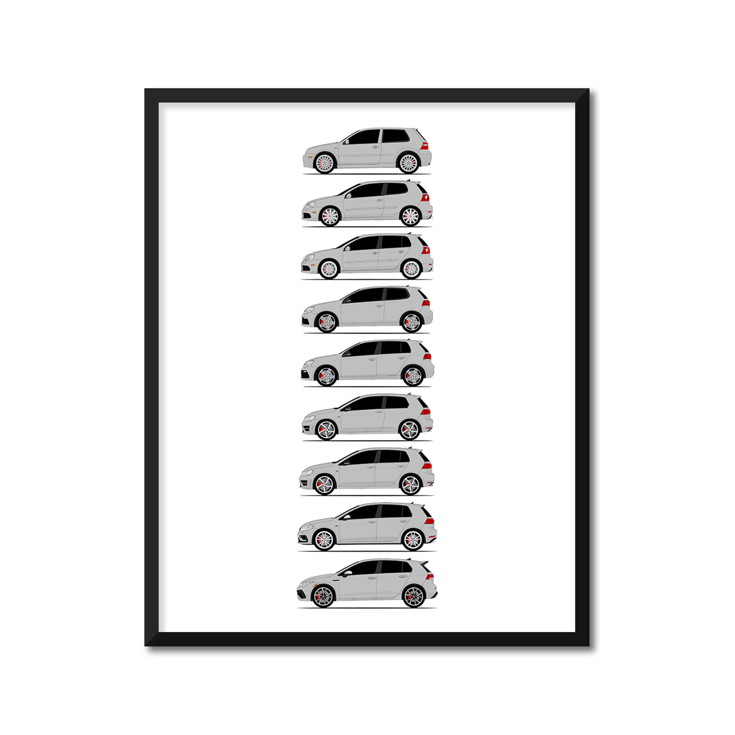 Volkswagen Golf R R32 History and Evolution Poster (Side Profile)