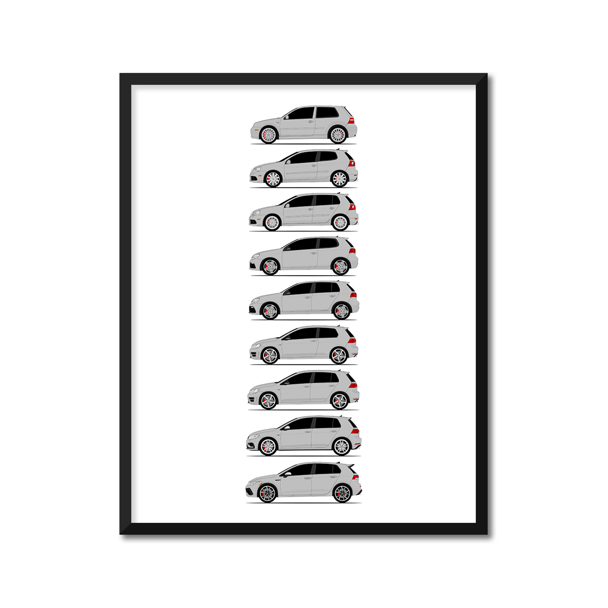 Volkswagen Golf R R32 History and Evolution Poster (Side Profile)