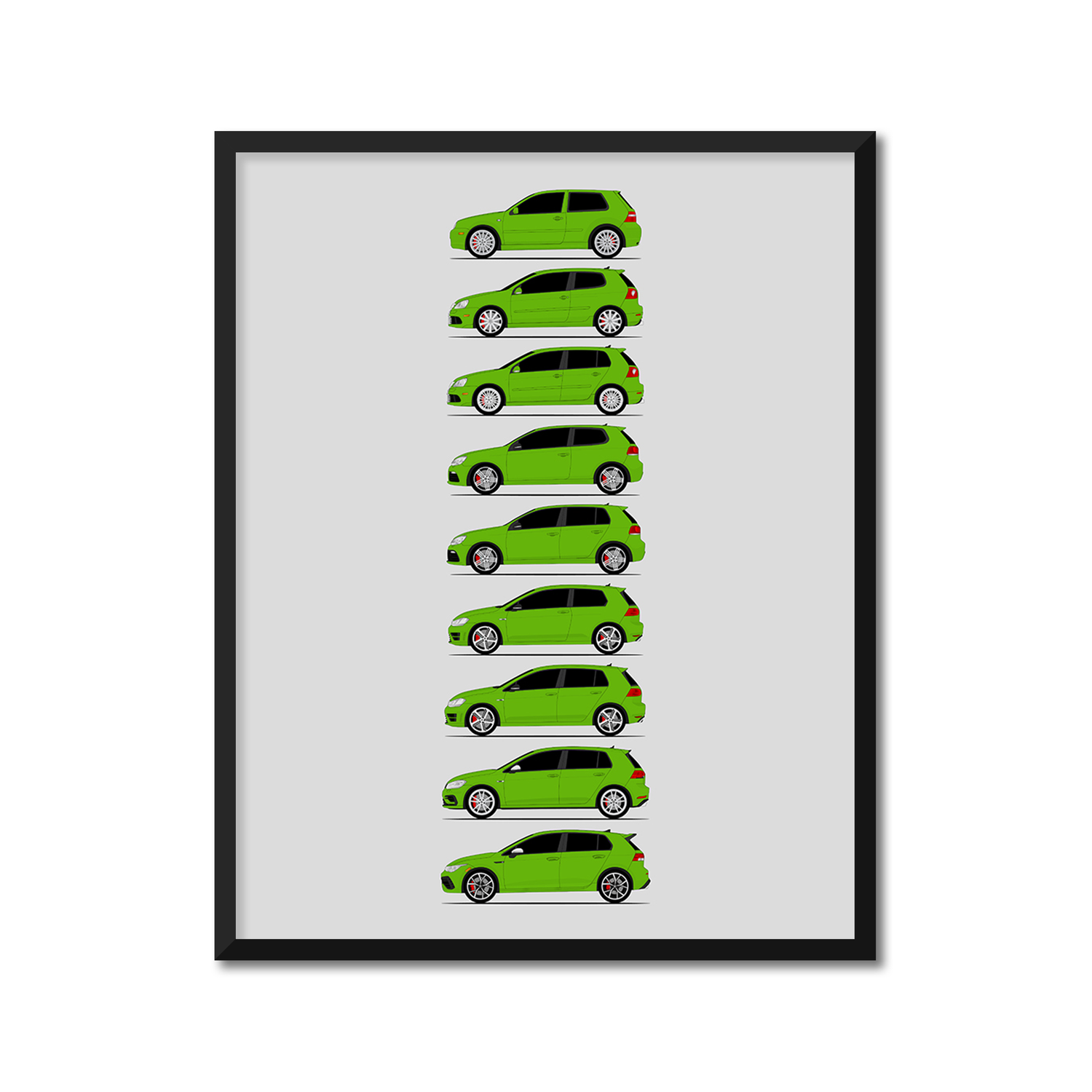 Volkswagen Golf R R32 History and Evolution Poster (Side Profile)