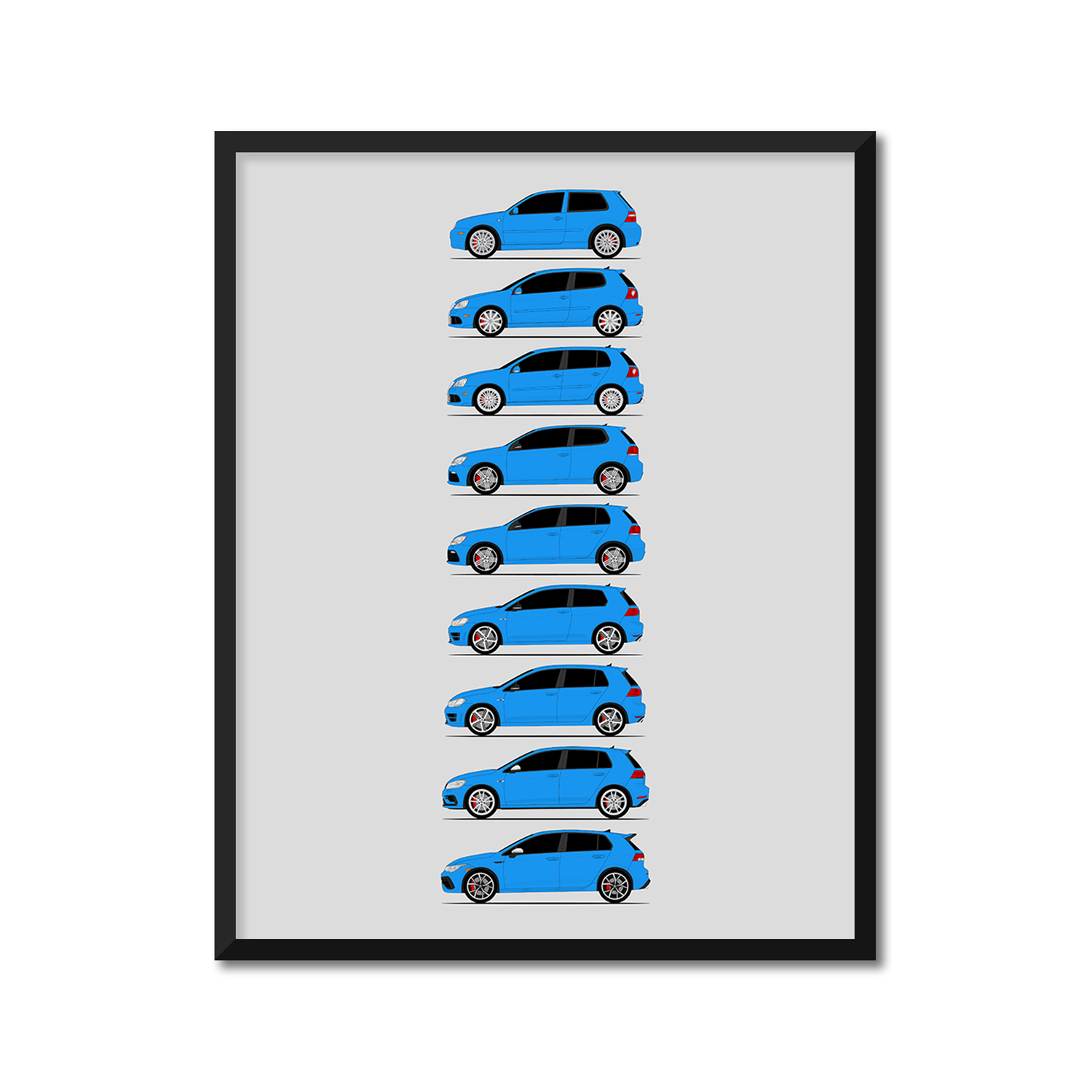 Volkswagen Golf R R32 History and Evolution Poster (Side Profile)
