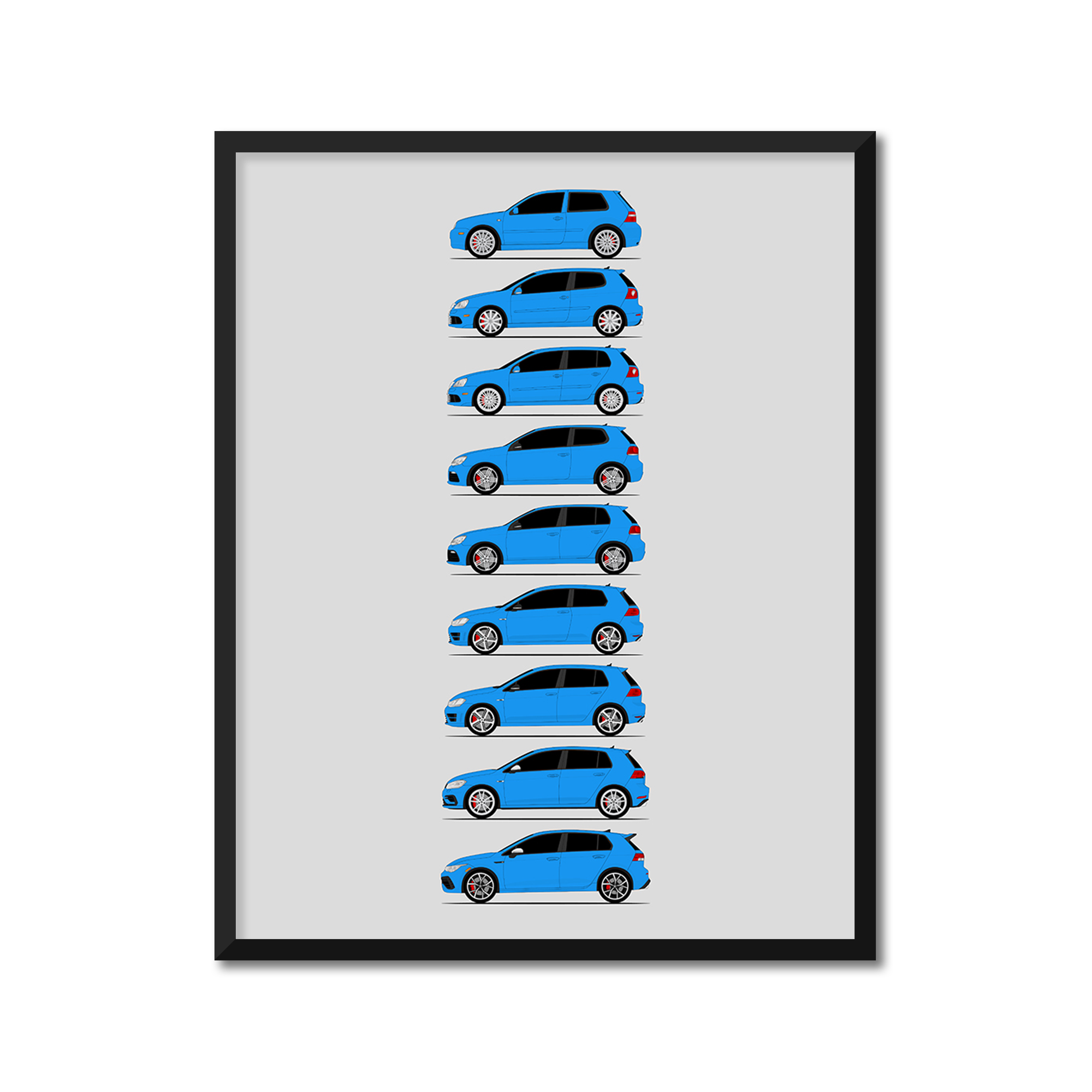 Volkswagen Golf R R32 History and Evolution Poster (Side Profile)