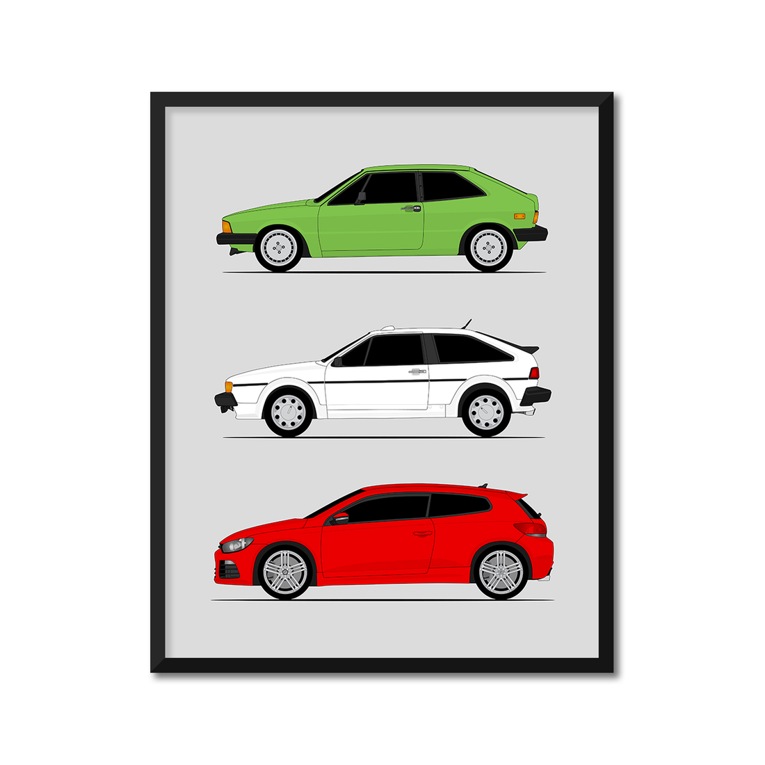 Volkswagen VW Scirocco Generations (Side Profile)