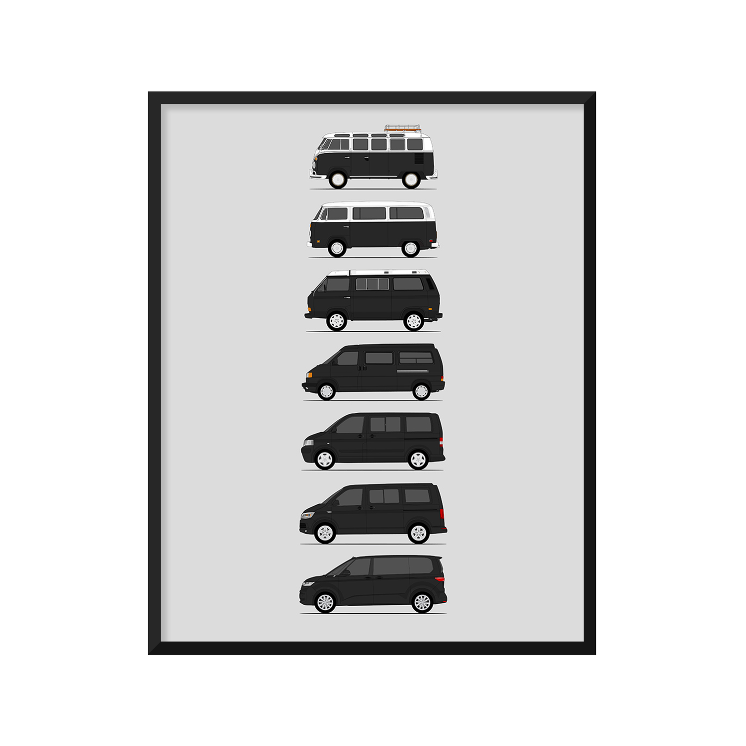 Volkswagen VW Transport Camper Van Generations (Side Profile)