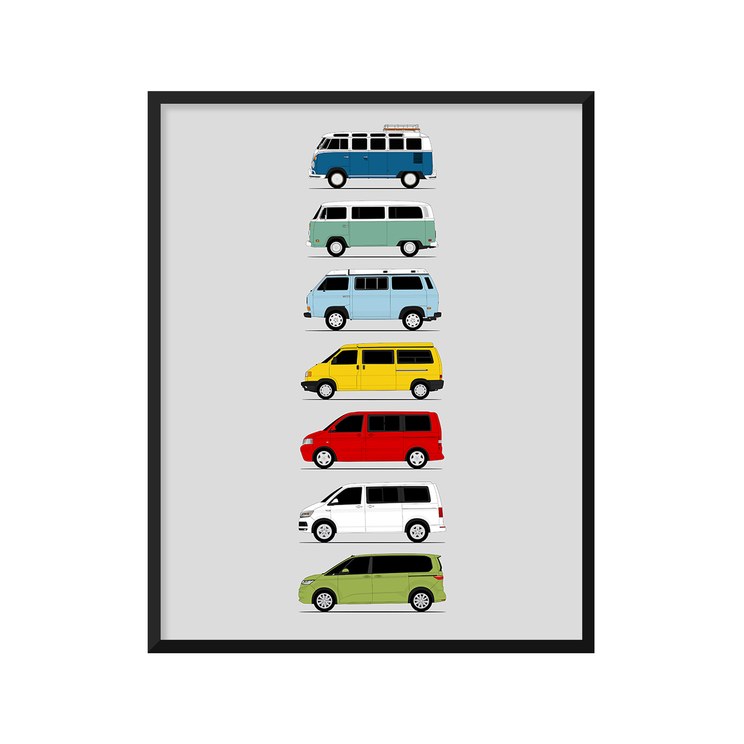 Volkswagen VW Transport Camper Van Generations (Side Profile)
