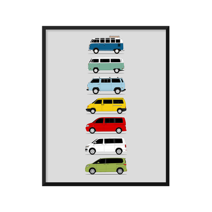 Volkswagen VW Transport Camper Van Generations (Side Profile)