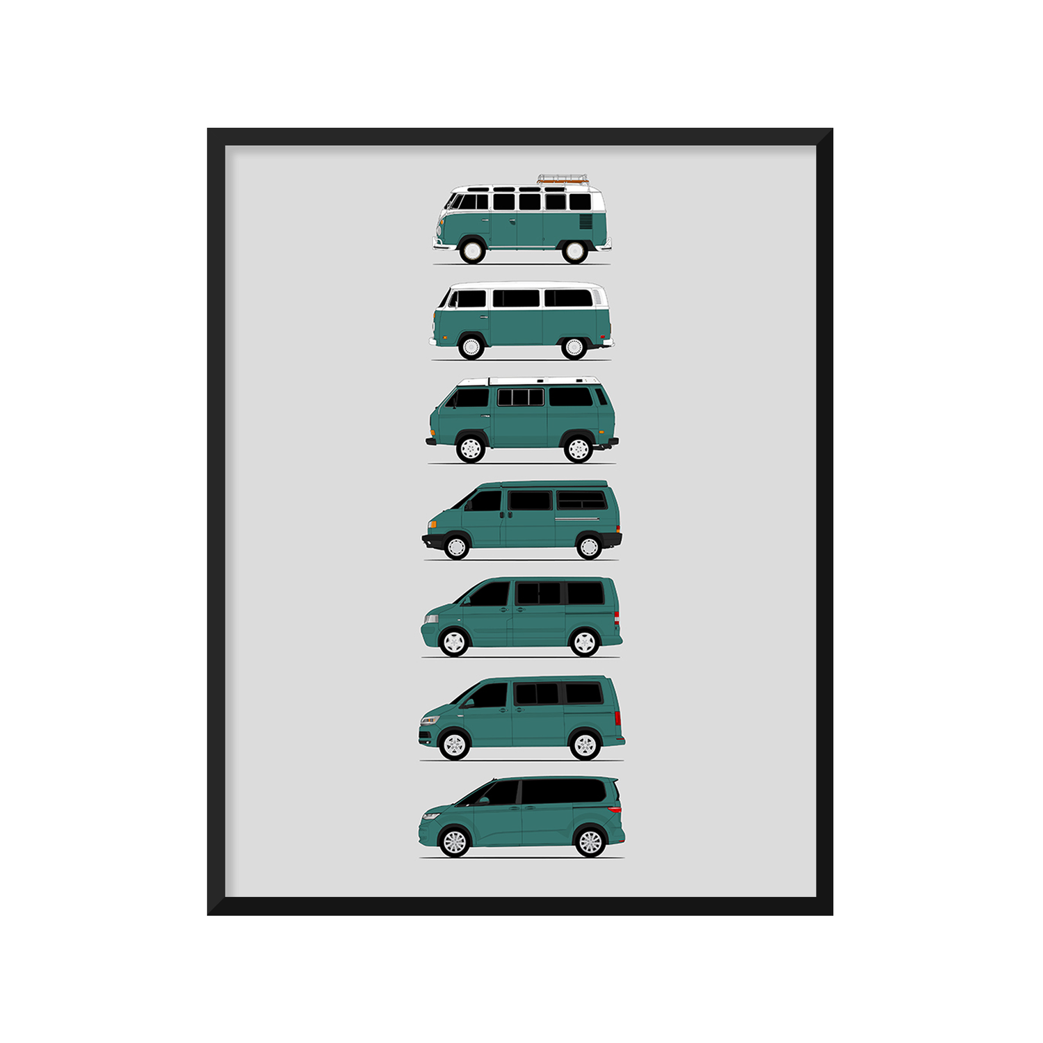 Volkswagen VW Transport Camper Van Generations (Side Profile)