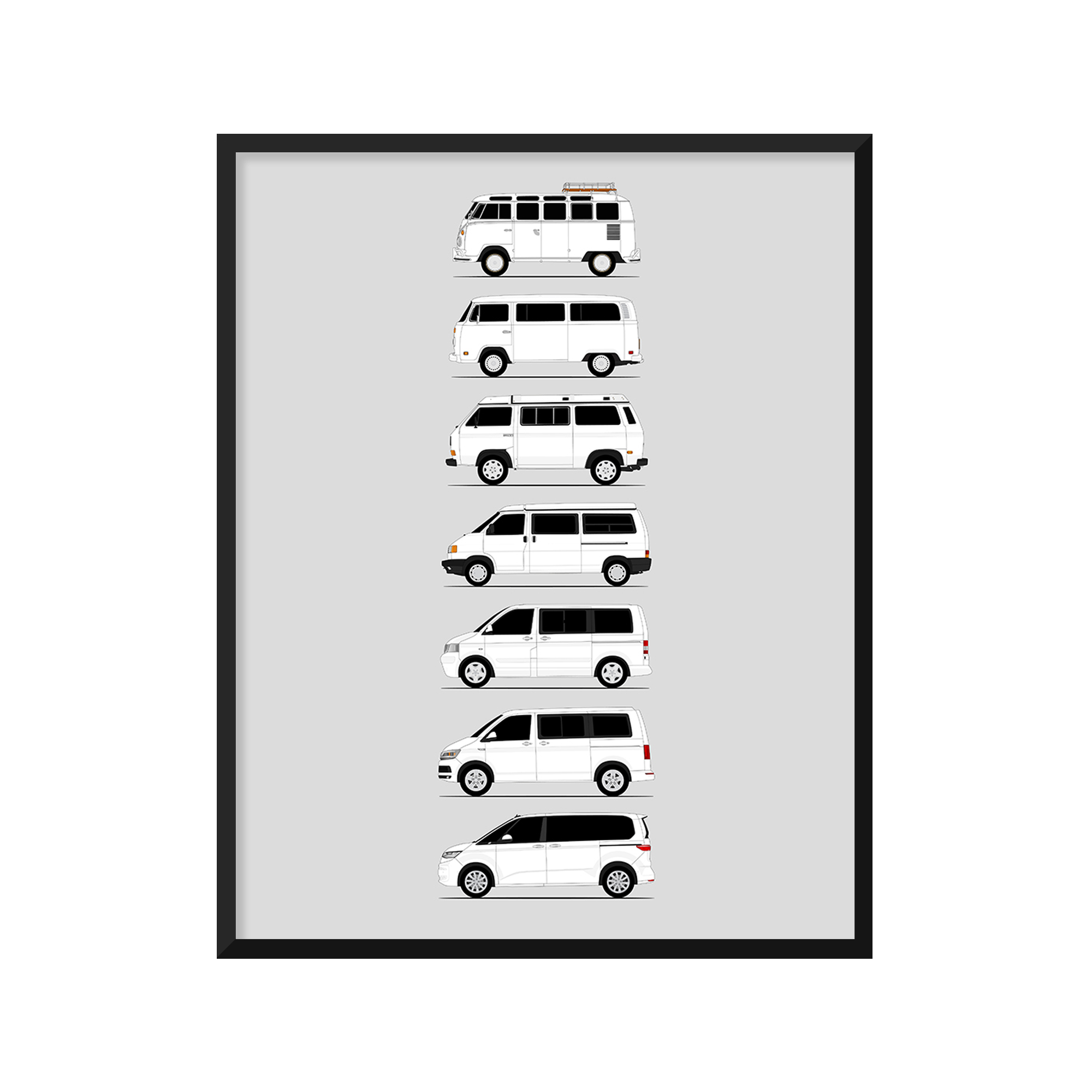 Volkswagen VW Transport Camper Van Generations (Side Profile)