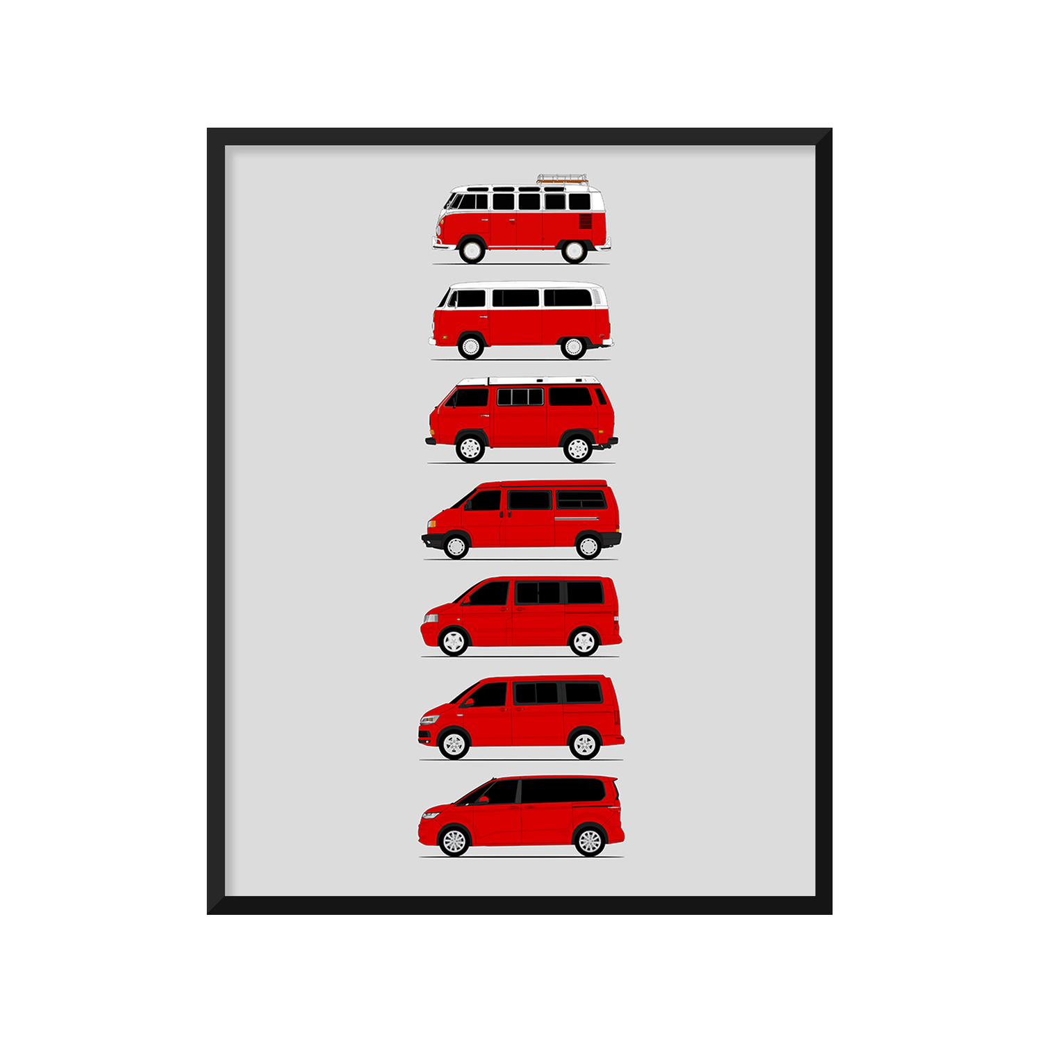 Volkswagen VW Transport Camper Van Generations (Side Profile)