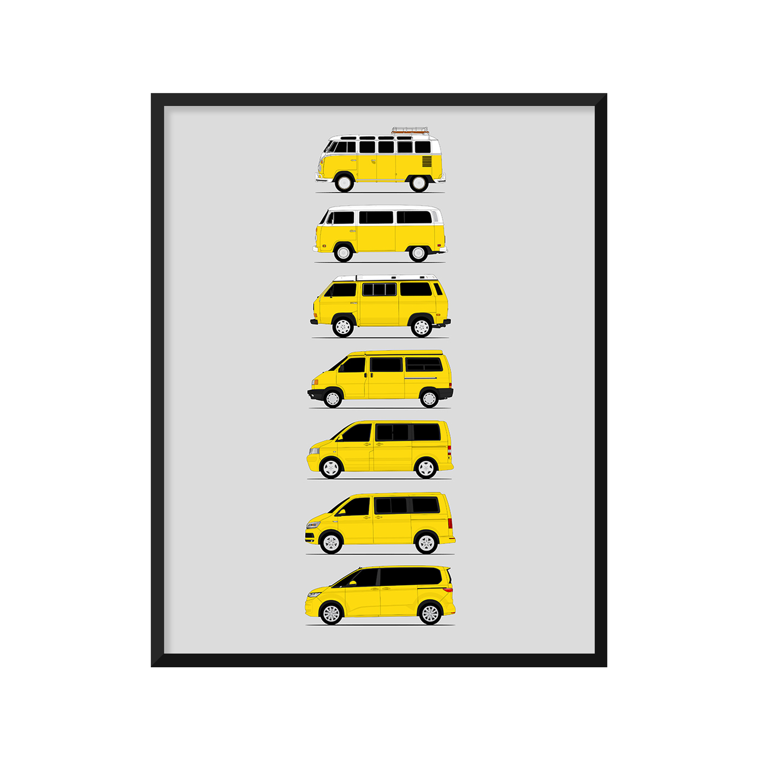Volkswagen VW Transport Camper Van Generations (Side Profile)