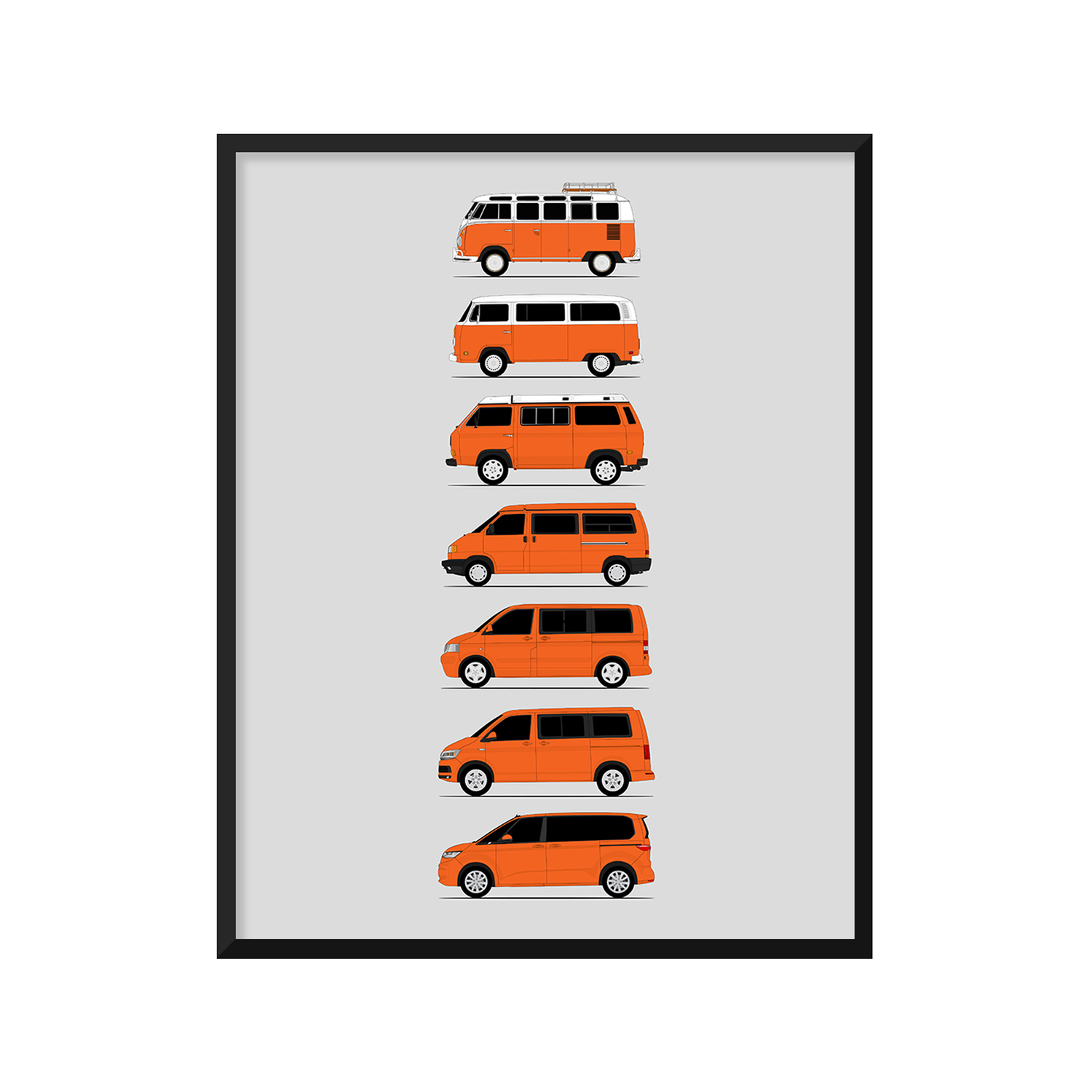 Volkswagen VW Transport Camper Van Generations (Side Profile)
