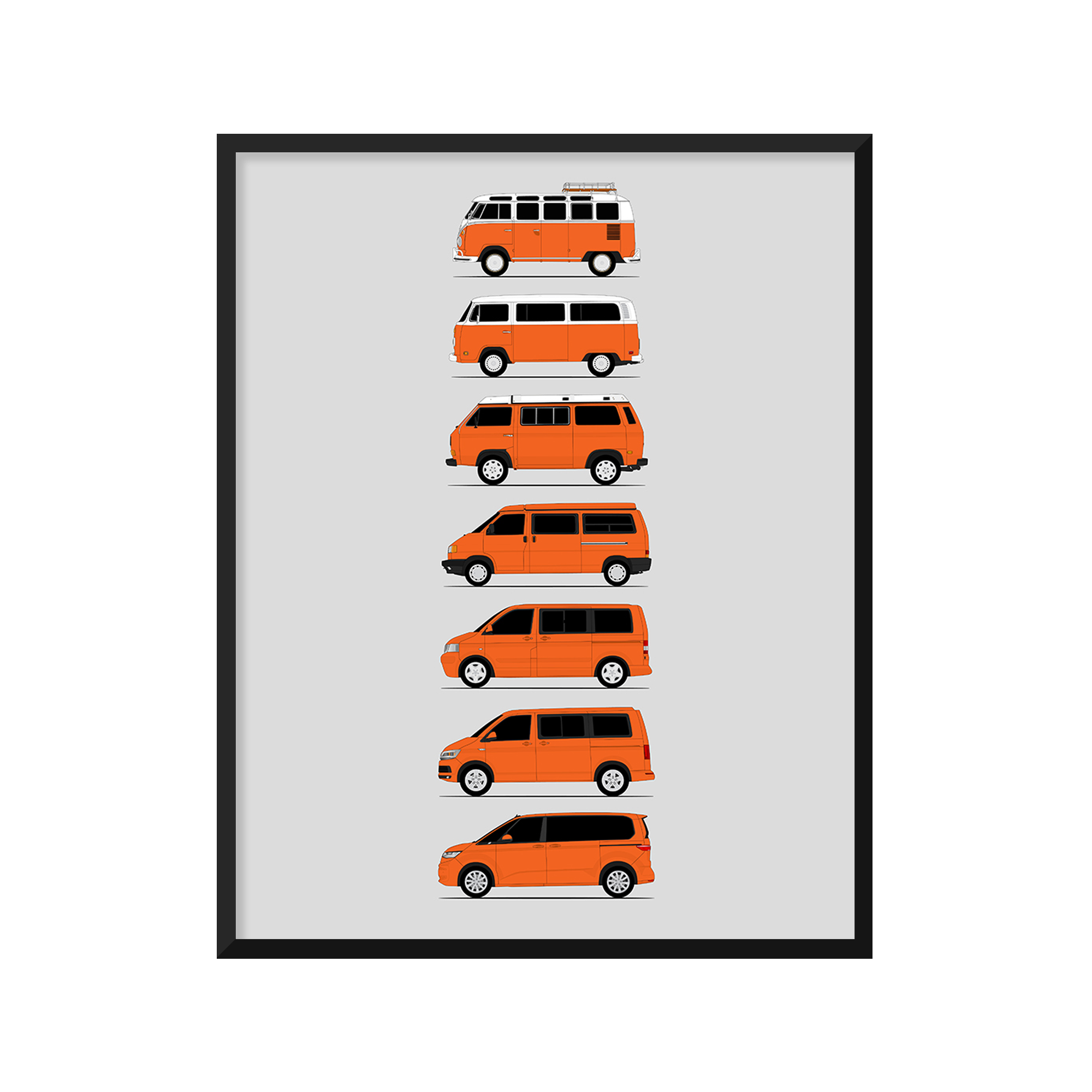 Volkswagen VW Transport Camper Van Generations (Side Profile)