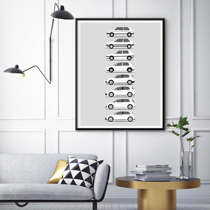 Volkswagen Golf GTI Generations (Side Profile)