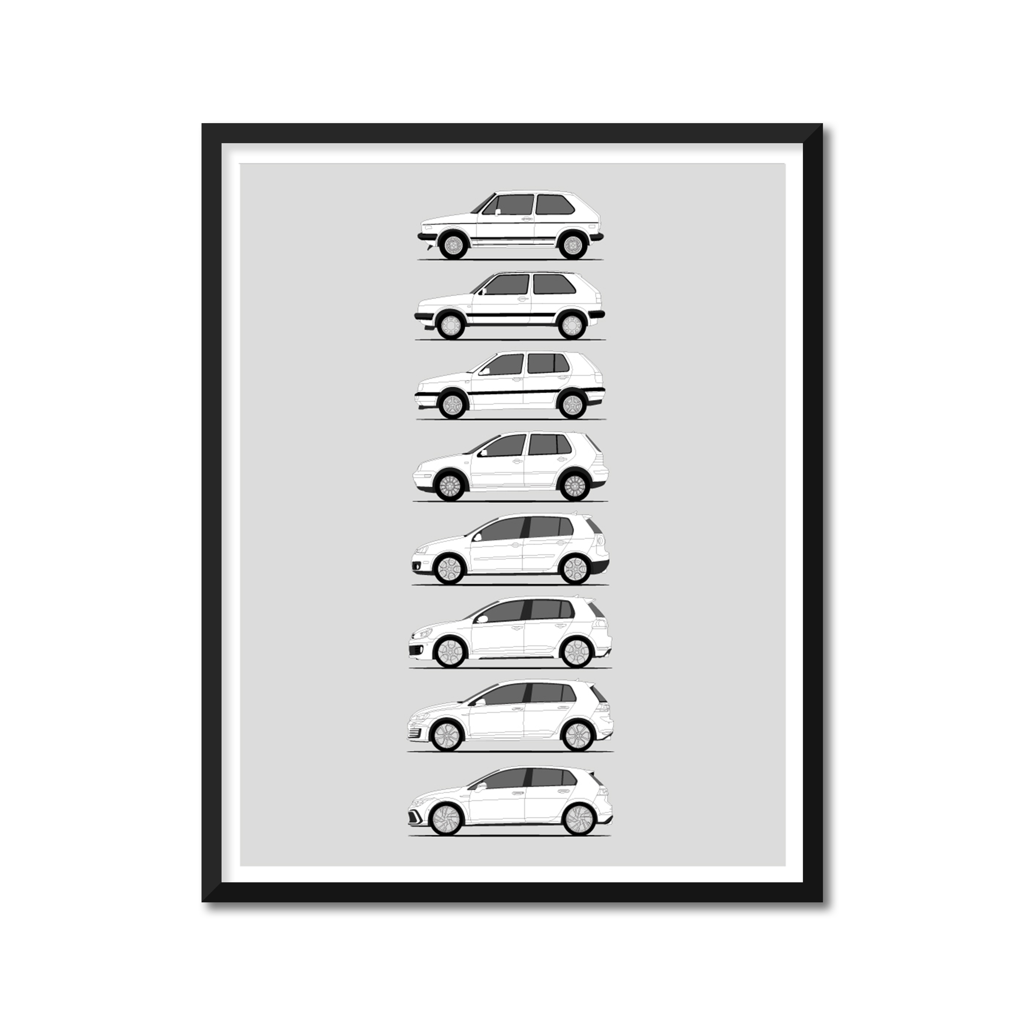 Volkswagen Golf GTI Generations (Side Profile)