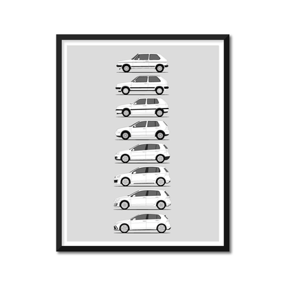 Volkswagen Golf GTI Generations (Side Profile)