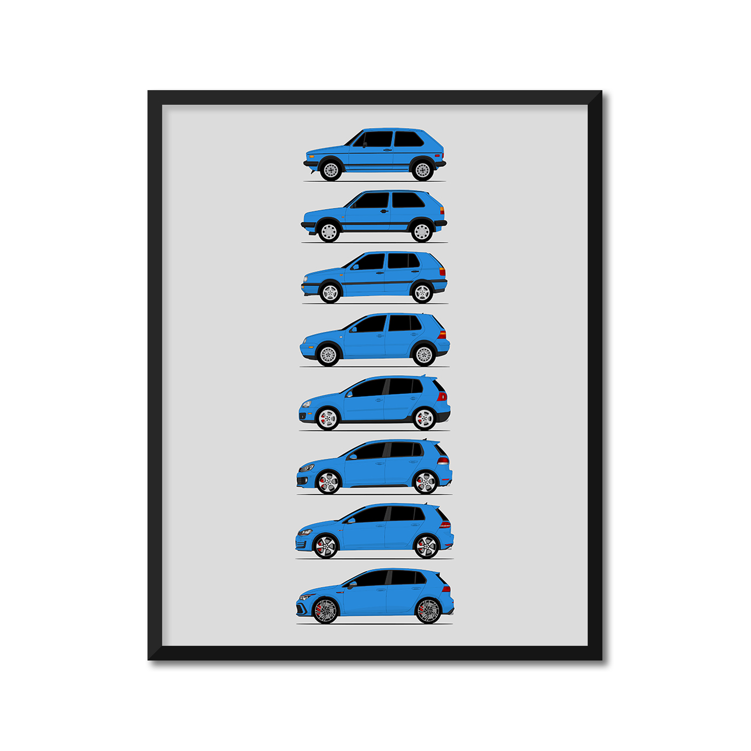 Volkswagen Golf GTI Generations (Side Profile)