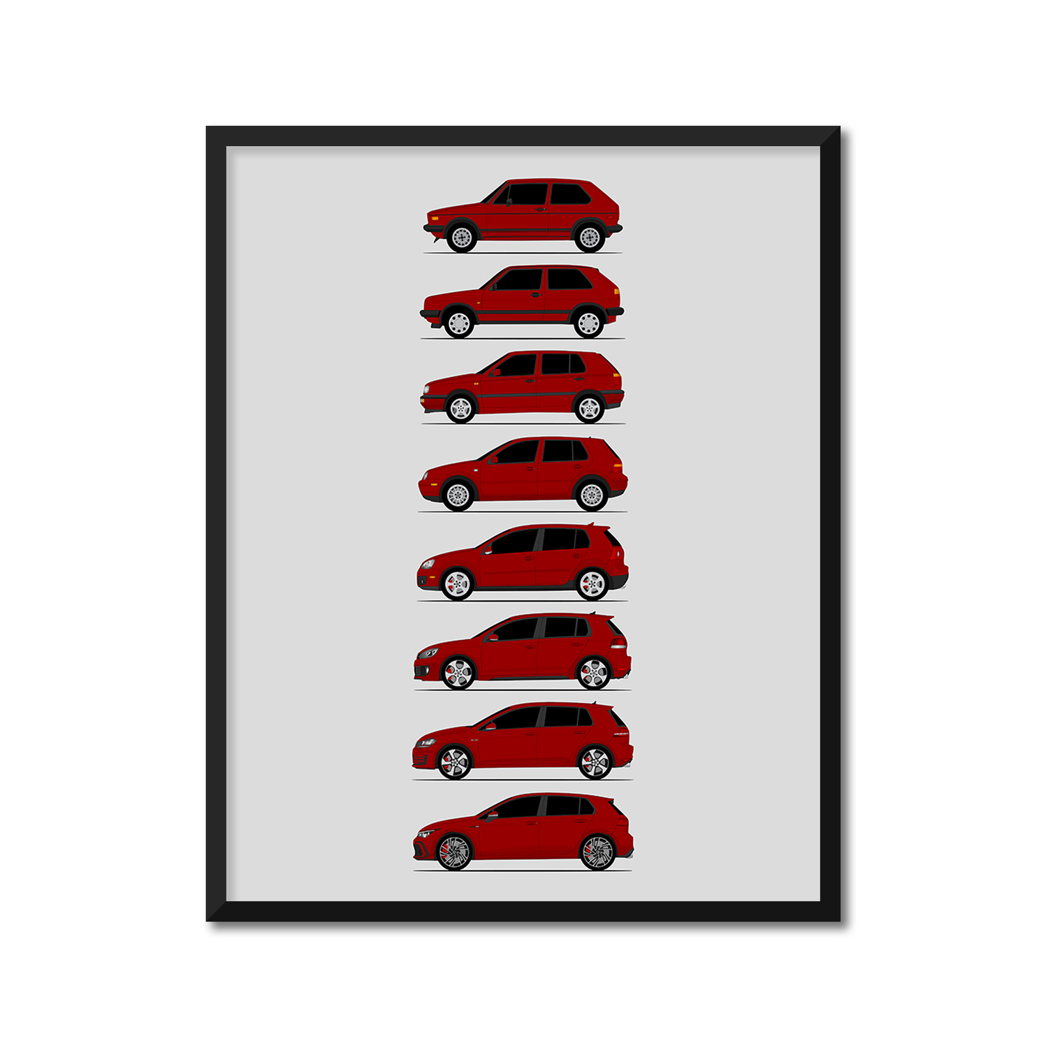 Volkswagen Golf GTI Generations (Side Profile)