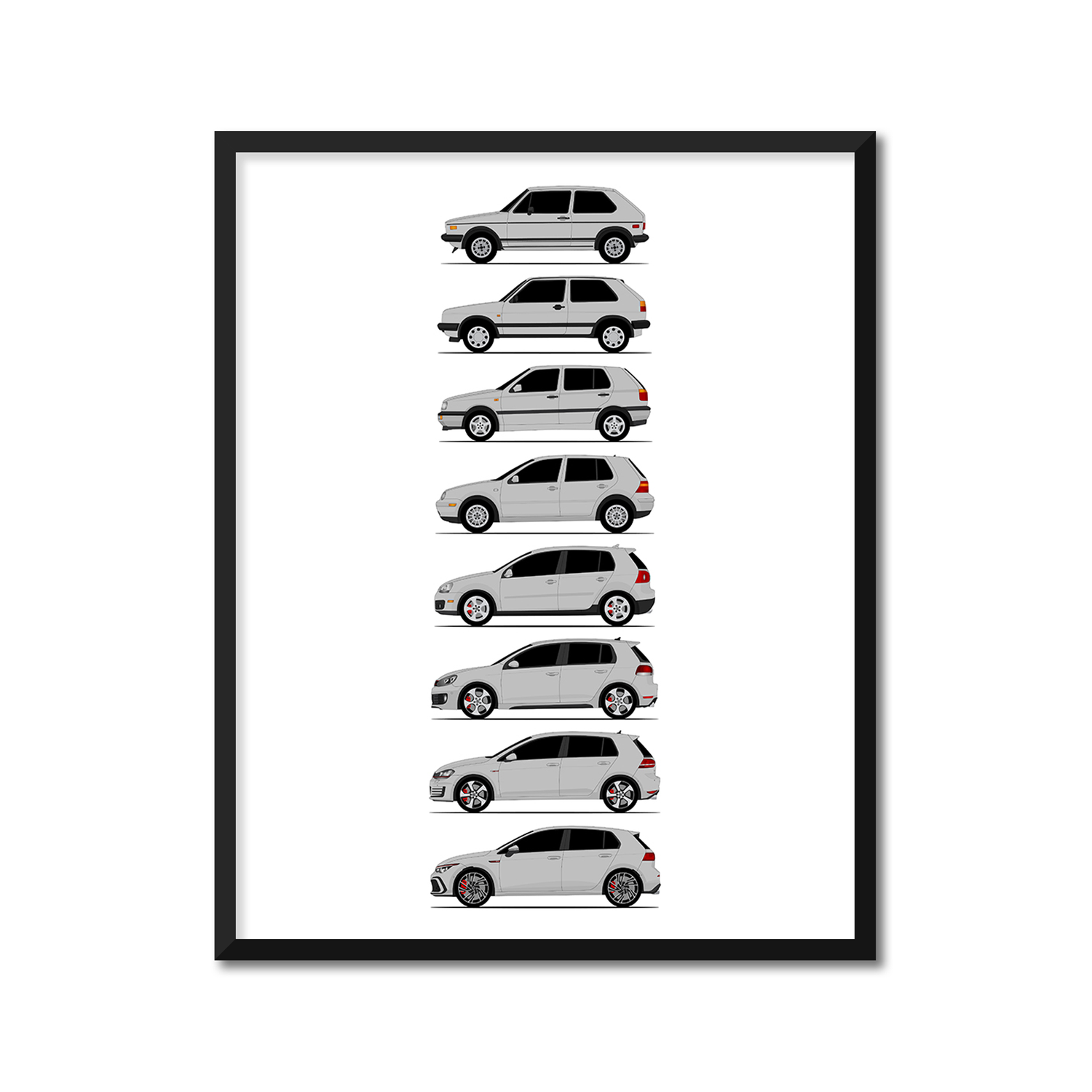 Volkswagen Golf GTI Generations (Side Profile)