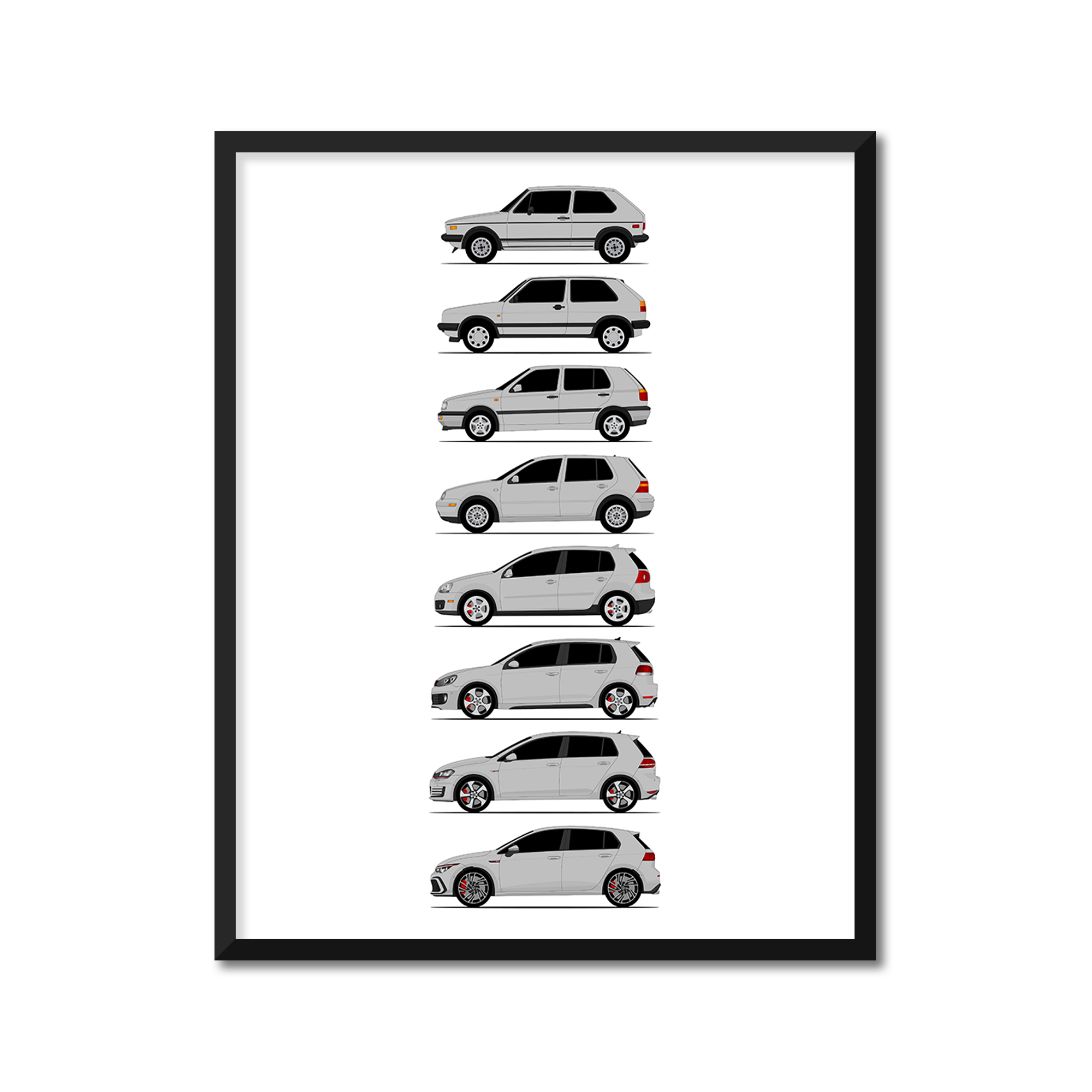 Volkswagen Golf GTI Generations (Side Profile)