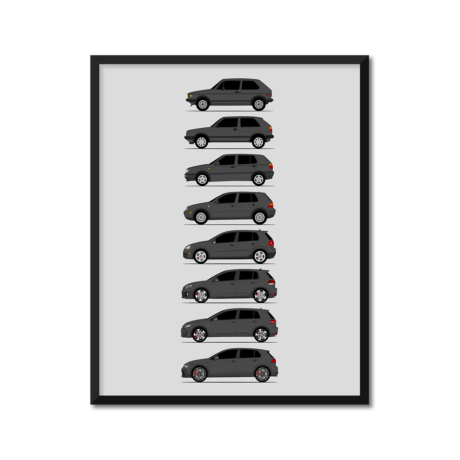 Volkswagen Golf GTI Generations (Side Profile)