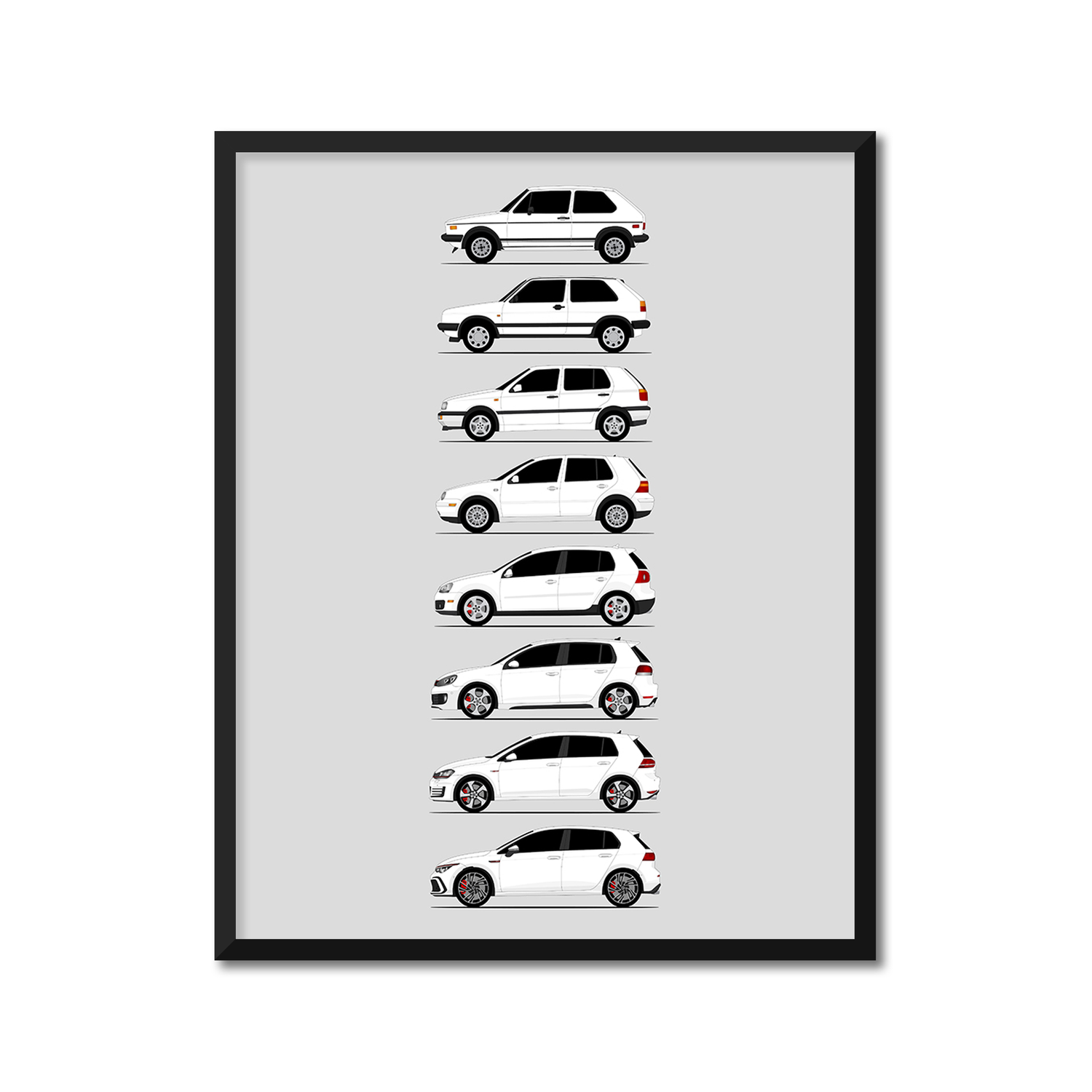 Volkswagen Golf GTI Generations (Side Profile)