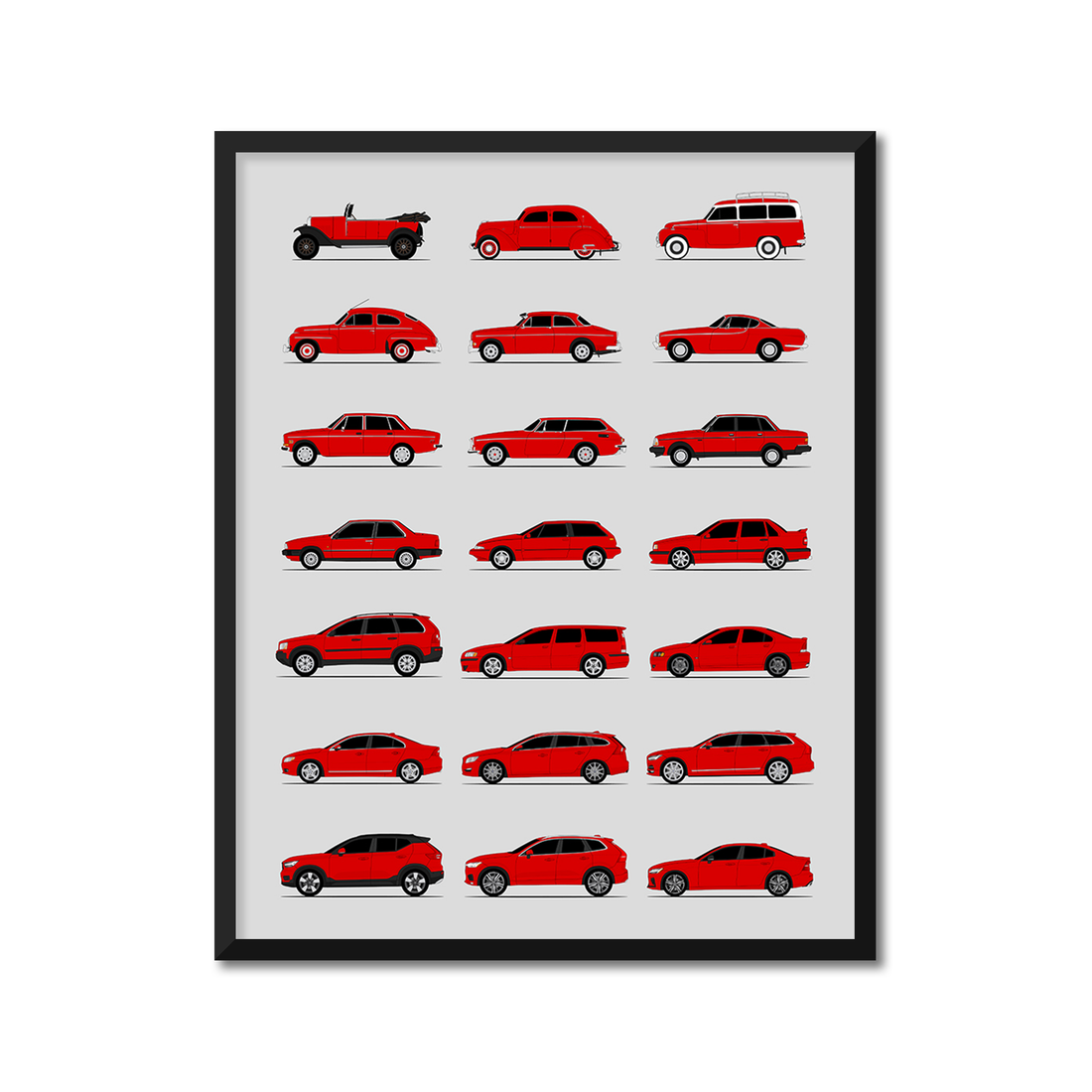 Volvo History and Evolution Poster (Side Profile)