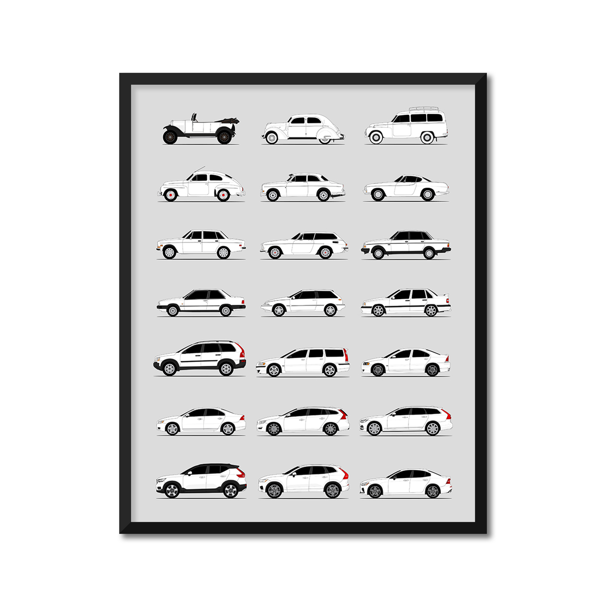 Volvo History and Evolution Poster (Side Profile)