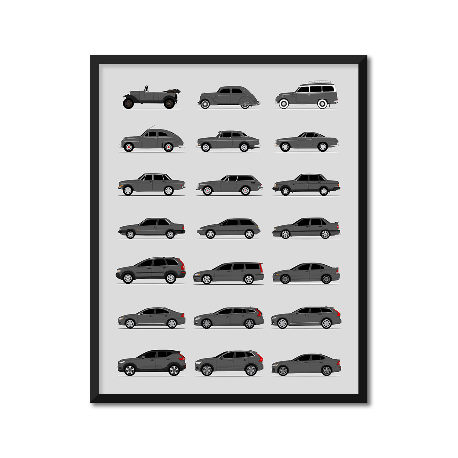 Volvo History and Evolution Poster (Side Profile)