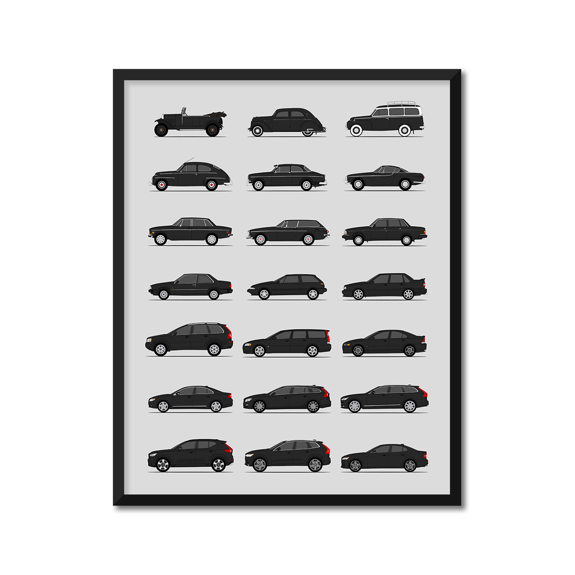Volvo History and Evolution Poster (Side Profile)