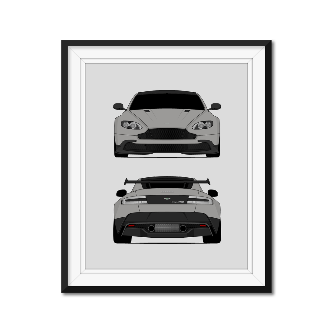 Aston Martin Vantage GT8 (2016-2017) (Front and Rear) framed car poster with mat