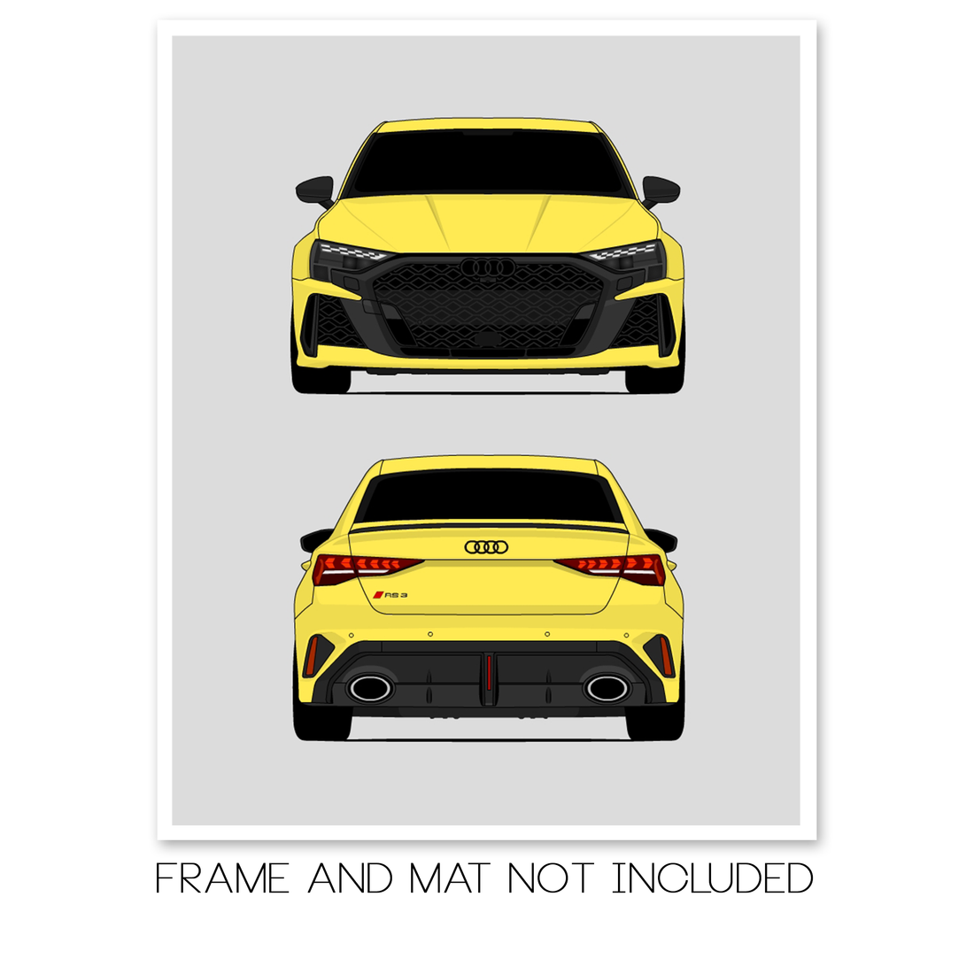 Audi RS3 (2025-Present) (Front and Rear) car poster print, frame and mat not included