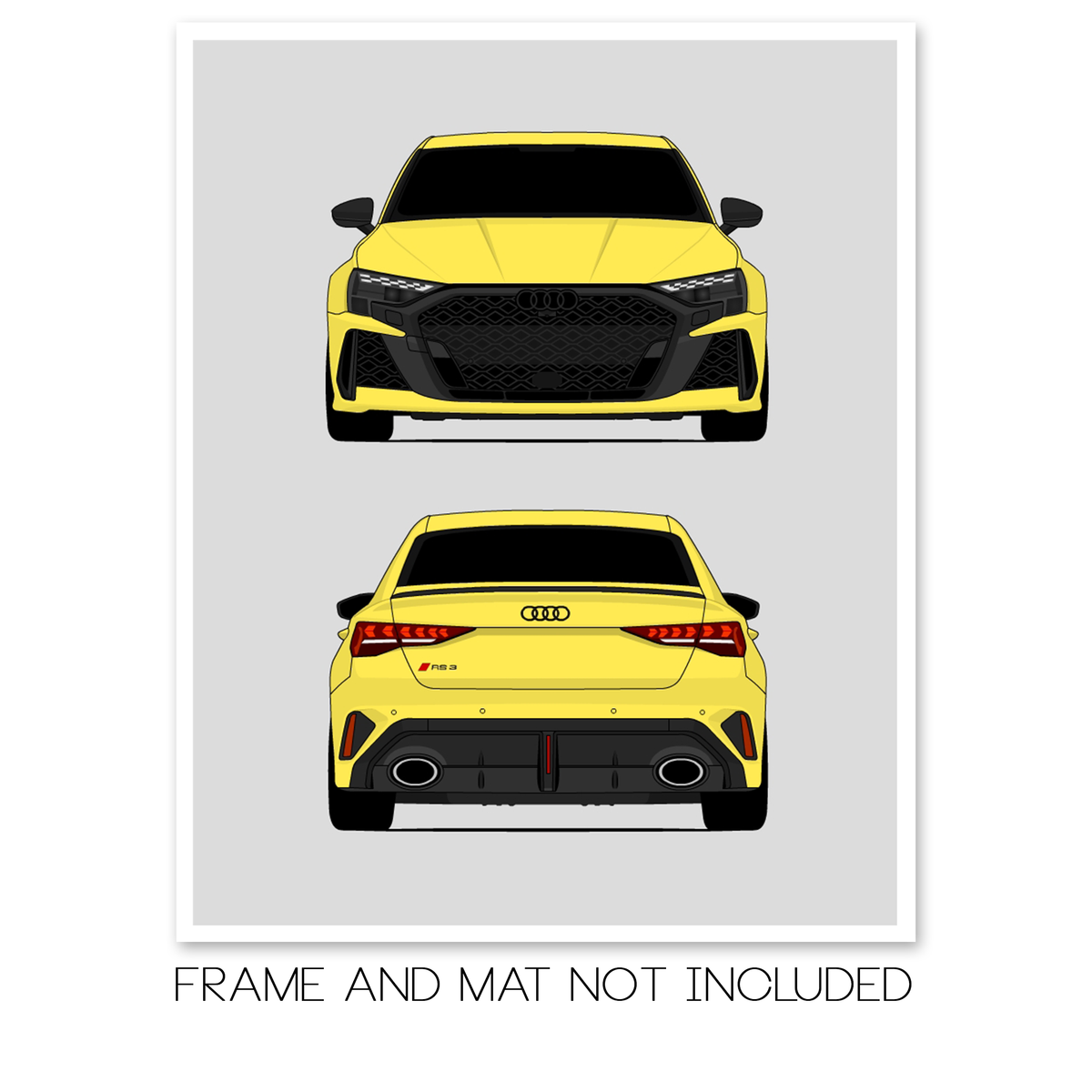 Audi RS3 (2025-Present) (Front and Rear) car poster print, frame and mat not included