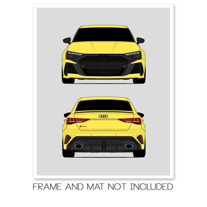 Audi RS3 (2025-Present) (Front and Rear) car poster print, frame and mat not included