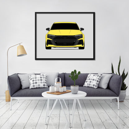 Audi RS3 (2025-Present) car poster wall art in a light living room