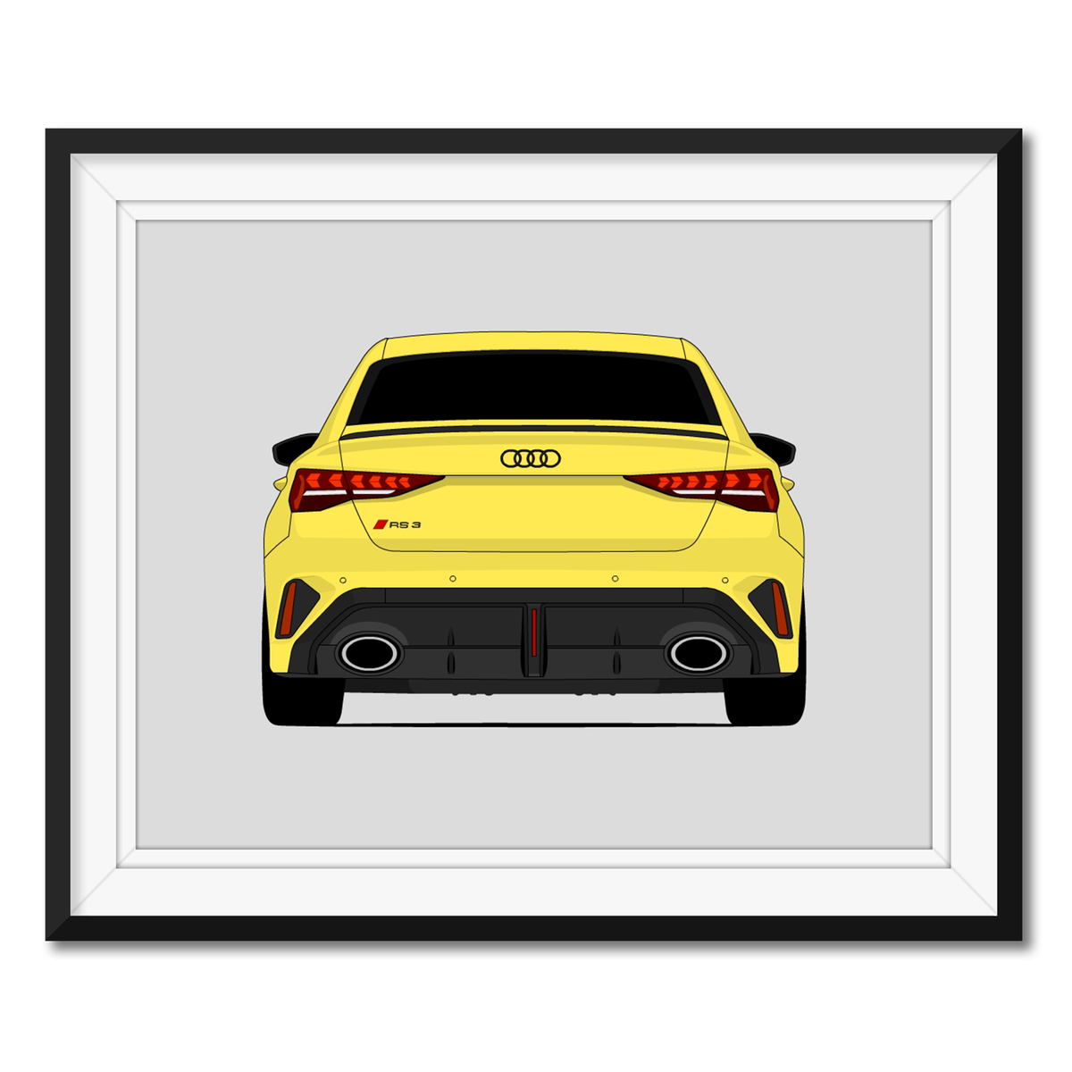 Audi RS3 (2025-Present) (Rear) framed car poster with mat