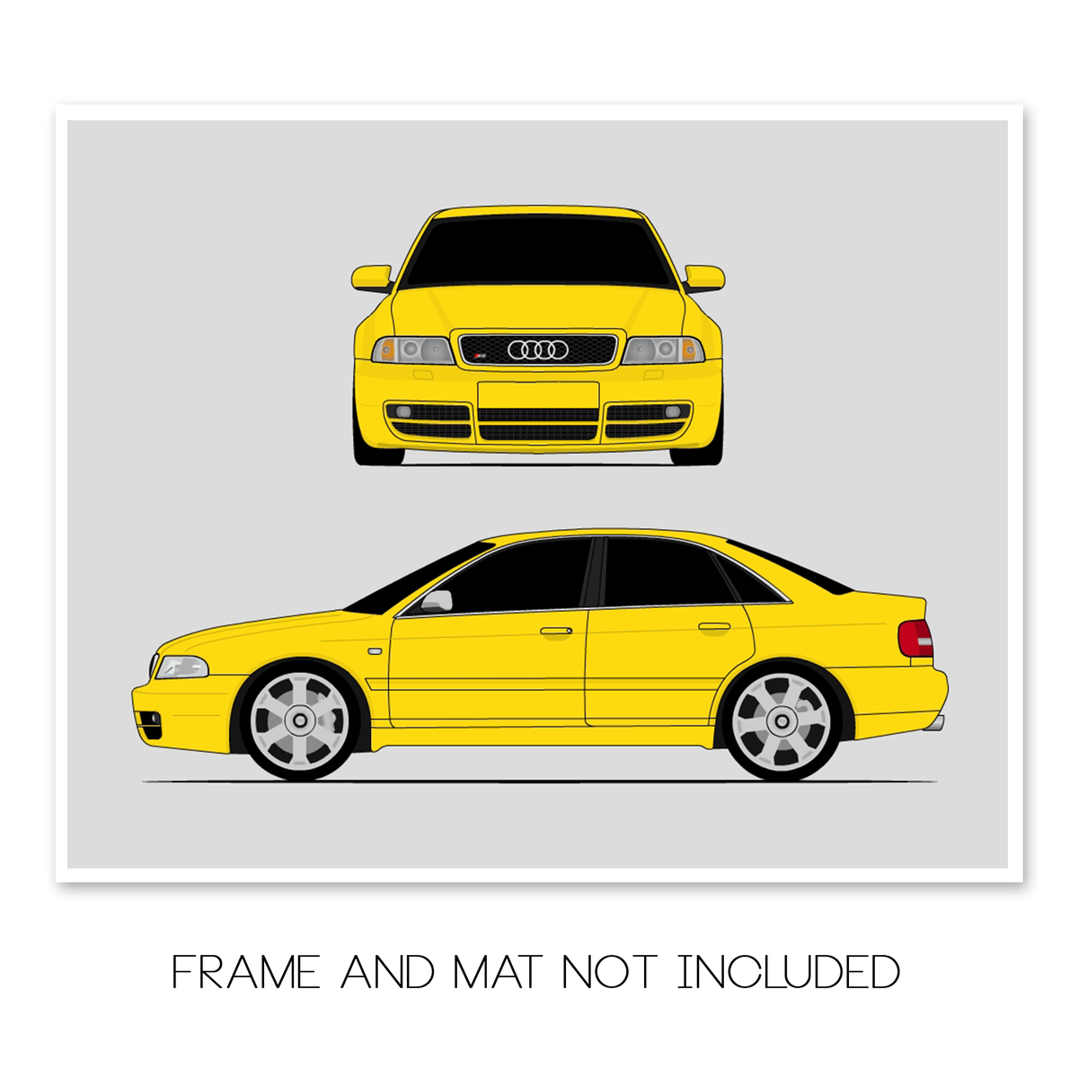 Audi S4 (1997-2002) B5 (Front and Side) car poster print, frame and mat not included