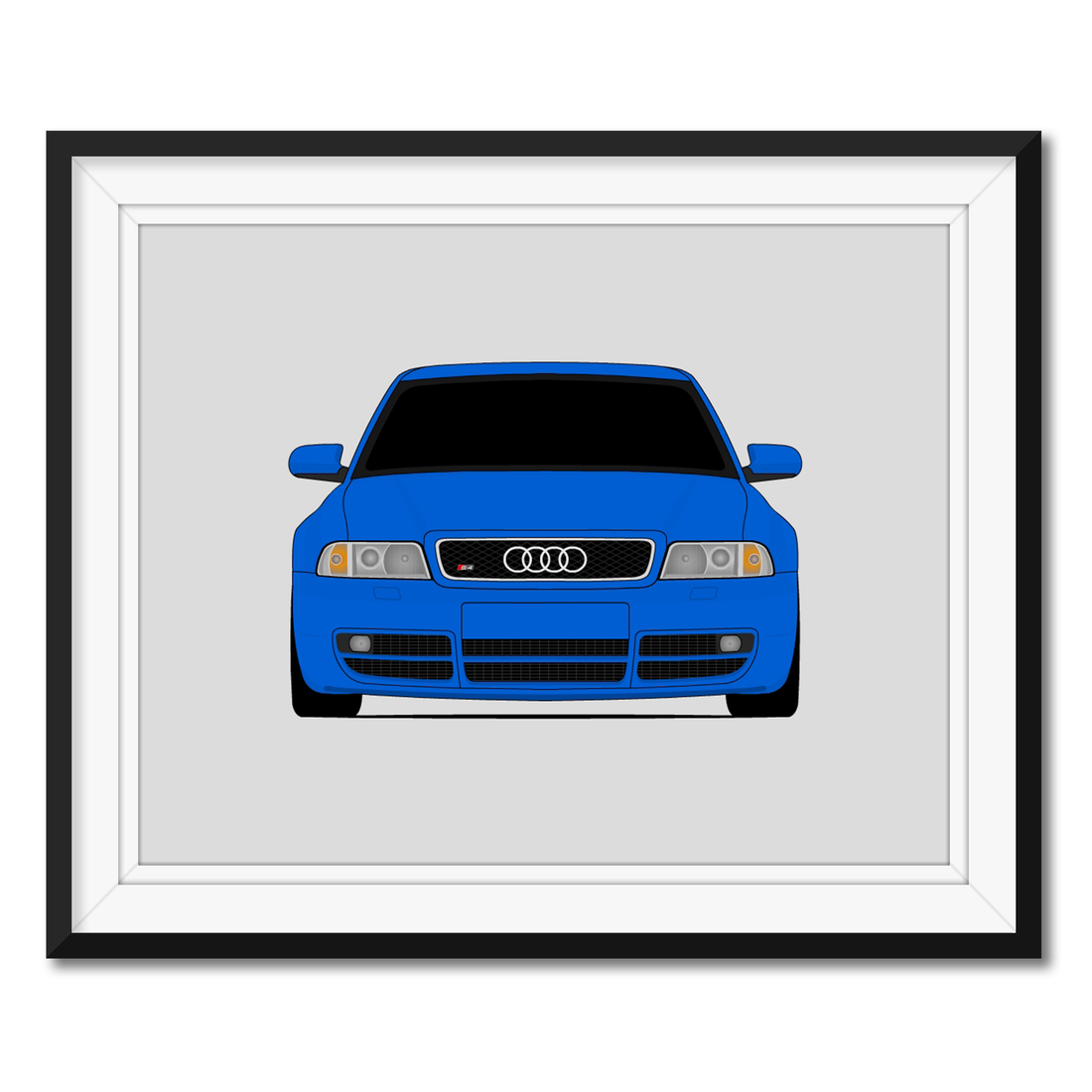 Audi S4 (1997-2002) B5 framed car poster with mat