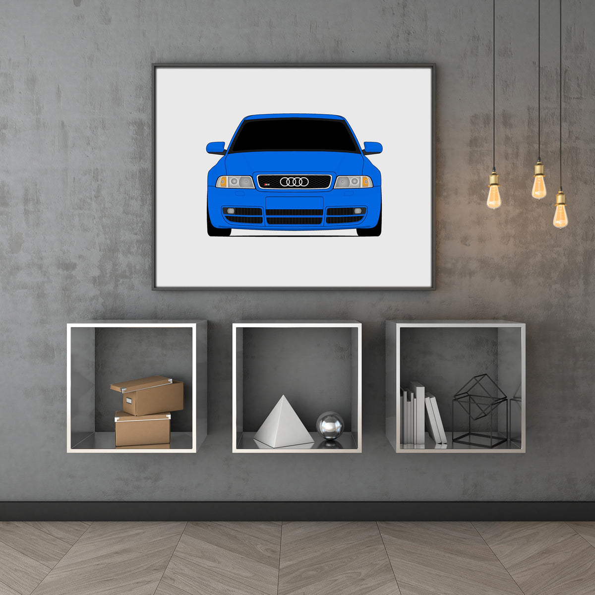 Audi S4 (1997-2002) B5 car poster wall art above shelves