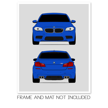 BMW M5 (2011-2016) F10 (Front and Rear) car poster print, frame and mat not included
