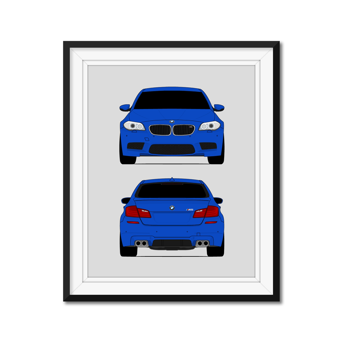 BMW M5 (2011-2016) F10 (Front and Rear) framed car poster with mat