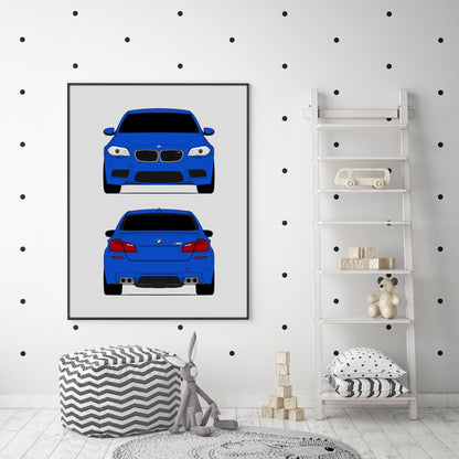 BMW M5 (2011-2016) F10 (Front and Rear) car poster wall art in a nursery