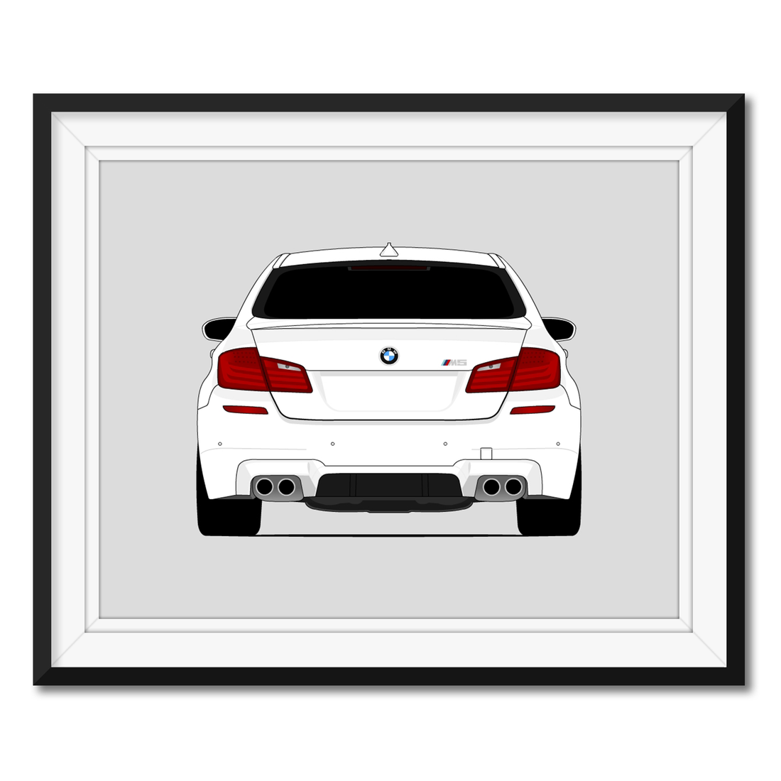 BMW M5 (2011-2016) F10 (Rear) framed car poster with mat