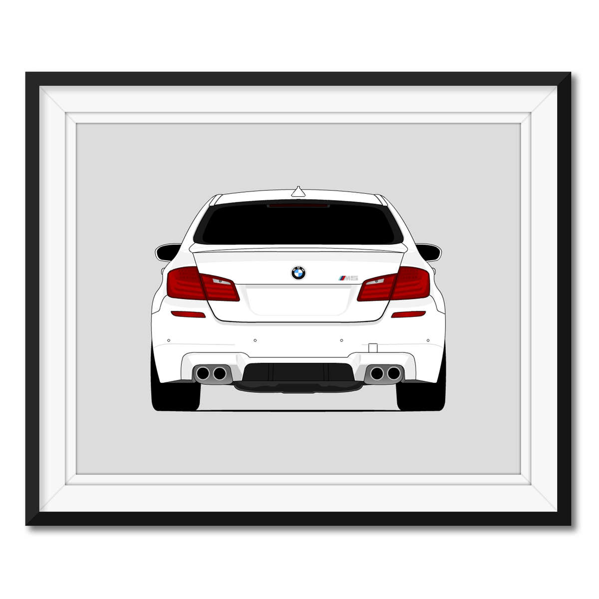 BMW M5 (2011-2016) F10 (Rear) framed car poster with mat