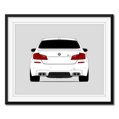 BMW M5 (2011-2016) F10 (Rear) framed car poster with mat