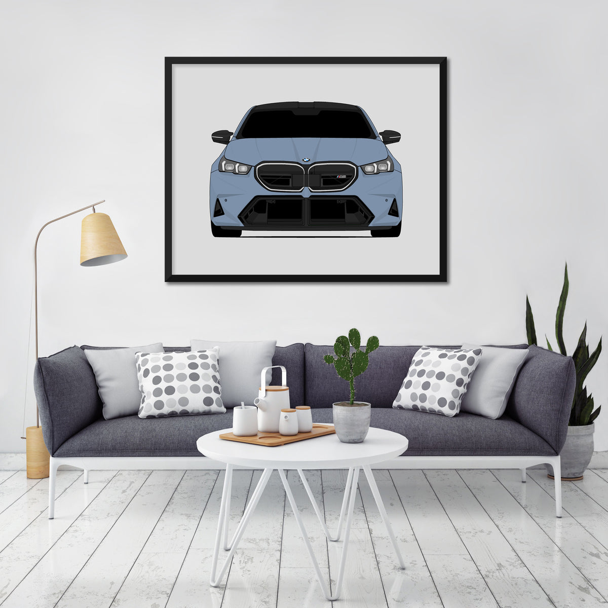 BMW M5 (2025-Present) G90 car poster wall art in a light living room