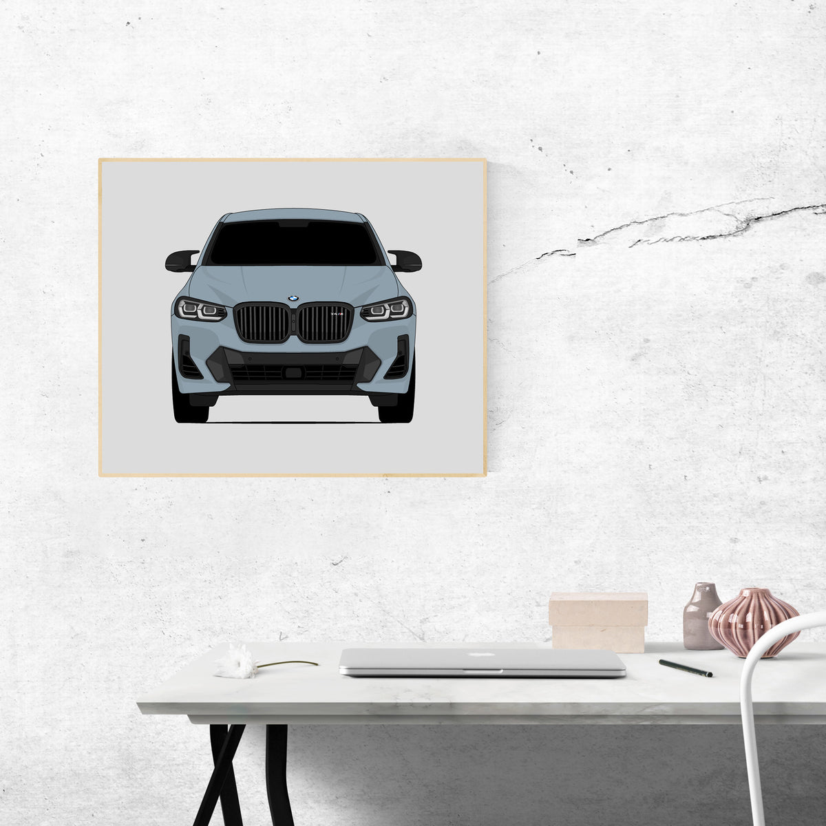 BMW X4 M (2022-2025) G02 car poster wall art above a desk