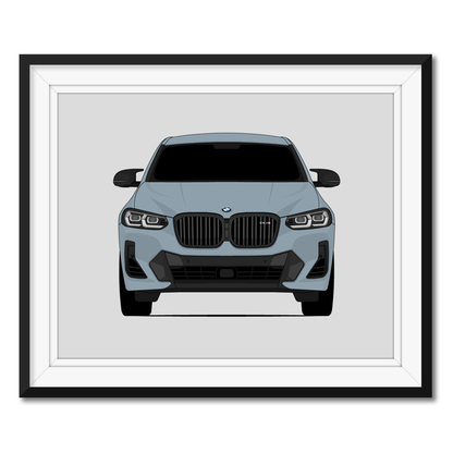 BMW X4 M (2022-2025) G02 framed car poster with mat
