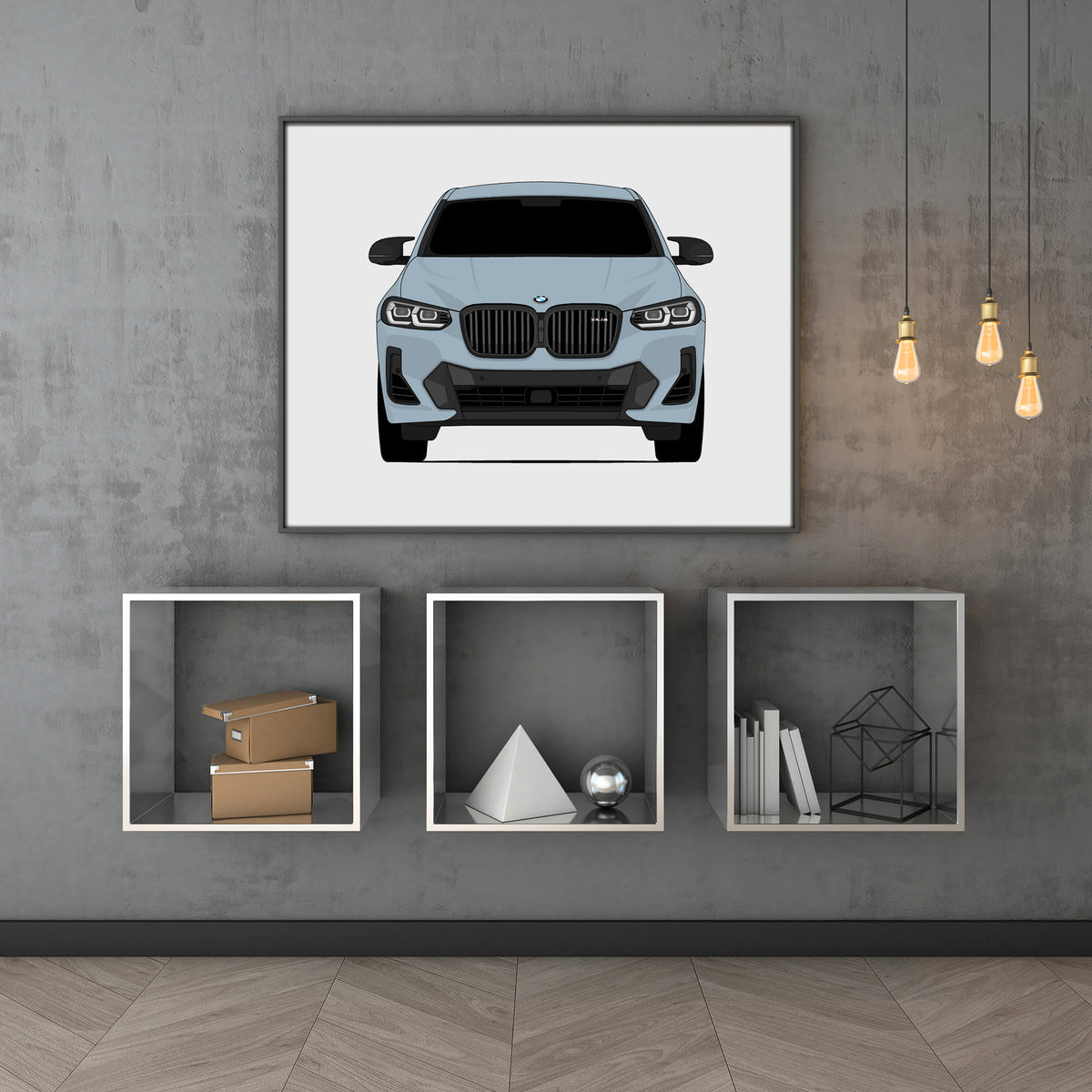 BMW X4 M (2022-2025) G02 car poster wall art above shelves