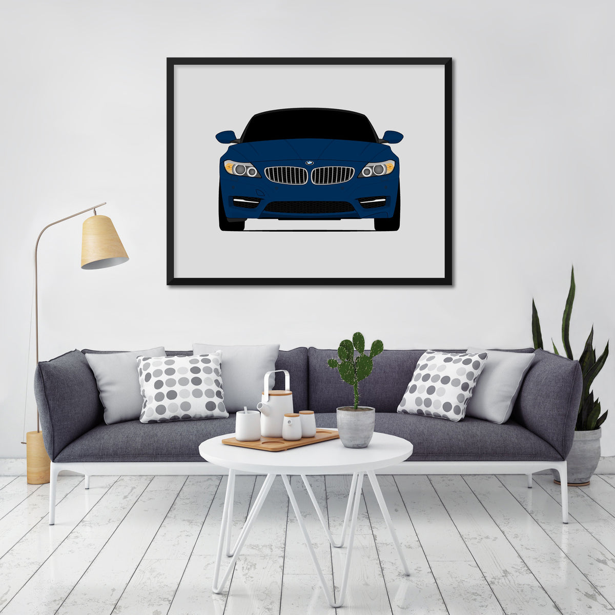 BMW Z4 (2013-2016) E89 car poster wall art in a light living room
