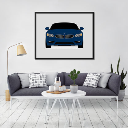 BMW Z4 (2013-2016) E89 car poster wall art in a light living room